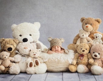 Newborn Digital Backdrop - Teddy Bears