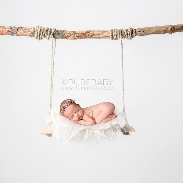 Simple white wooden swing, newborn digital backdrop -Instant Download, Minimalist Wooden Swing