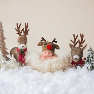 Newborn Christmas Digital Backdrop - Snowy Reindeer