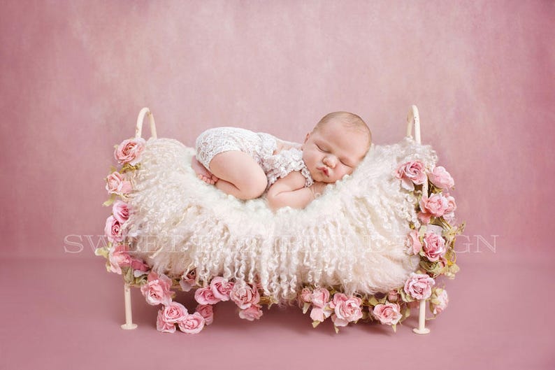 Newborn Photography Digital Backdrop Vintage Rose Bed Instant Download image 1