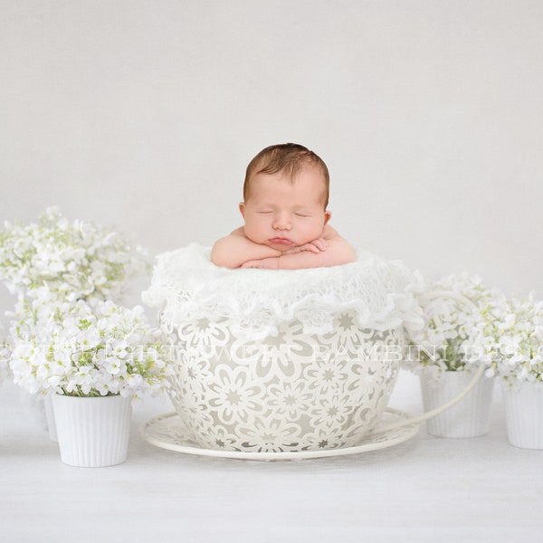 Newborn Digital Backdrop -Giant White Teacup - Instant Download