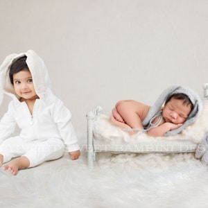 Sibling Digital Backdrop for Newborn with older brother or sister - Little white vintage bed/Sitter backdrop/Newborn digital backdrop