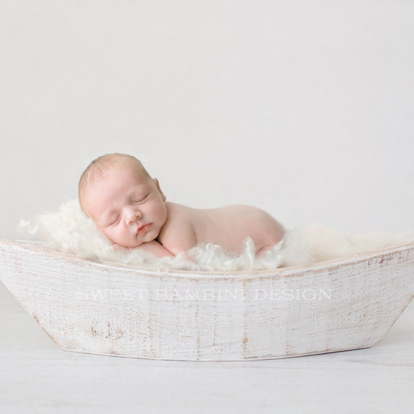 Newborn Photography Digital Backdrop for girls or boys - Simple white boat