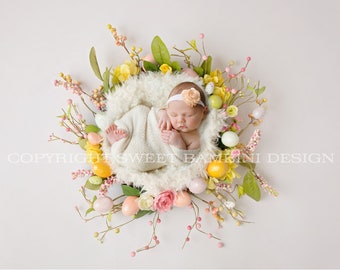 Newborn Digital Background - Simple Easter Nest, instant download, easy to edit