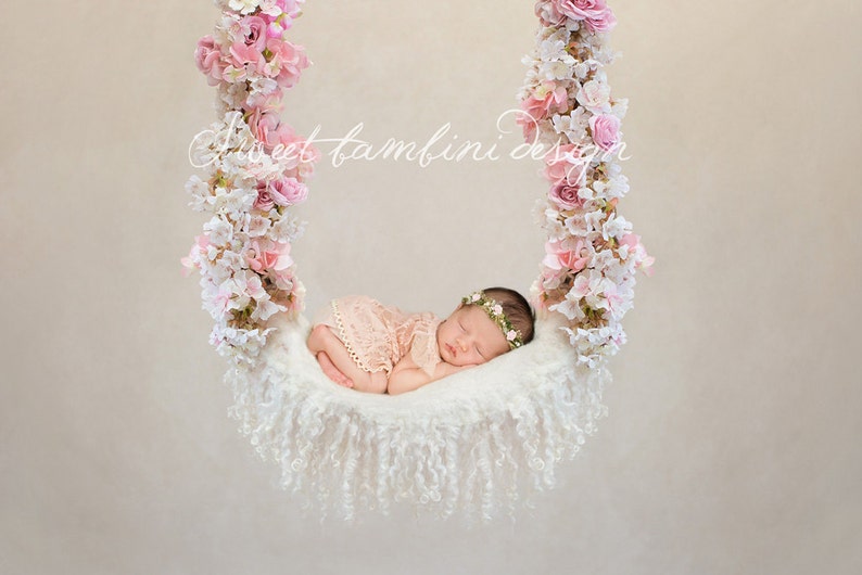 Digital Backdrop Newborn Photography Ariana Floral Swing image 1