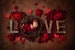 Newborn Digital Backdrop - LOVE backdrop with fresh roses and hearts 