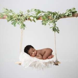 Sfondo digitale neonato - Altalena in legno naturale - Download istantaneo
