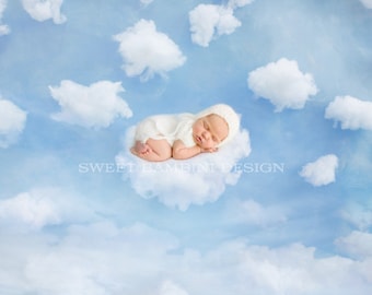 Newborn Photography Digitale Achtergrond voor jongens of meisjes - "On Cloud 9"