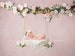 Newborn Floral Swing Digital Backdrop - Wooden swing decorated with roses, moss & eucalyptus 