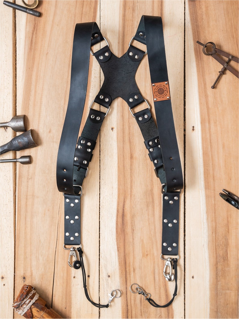 Leather Dual Camera Harness TripleMulti Camera Strap for Photographers Black Matte Finish