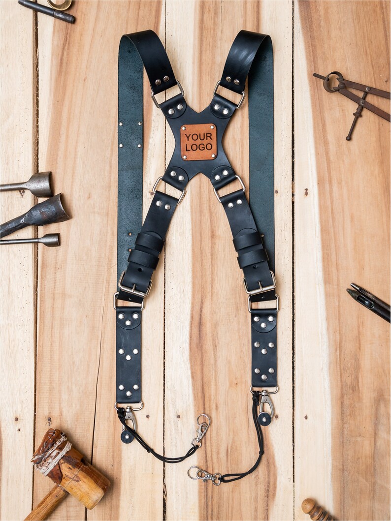 Leather Dual Camera Harness TripleMulti Camera Strap for Photographers Black Matte Finish