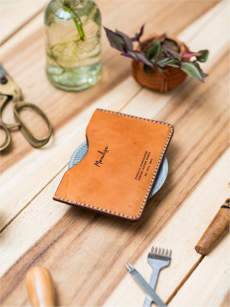 Cartera para pasaporte en piel flor, personalizada y personalizada [marrón tostado y marrón oscuro] imagen 3