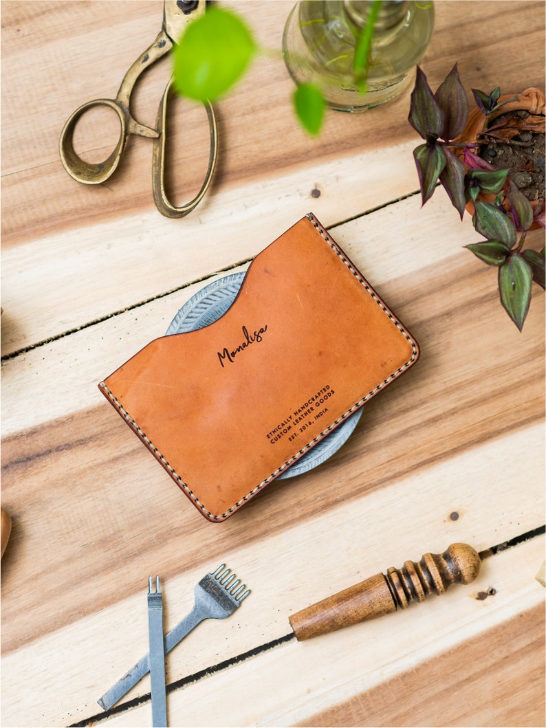 Cartera para pasaporte en piel flor, personalizada y personalizada [marrón tostado y marrón oscuro] imagen 4