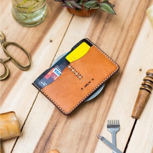 Cartera para pasaporte en piel flor, personalizada y personalizada [marrón tostado y marrón oscuro] imagen 5