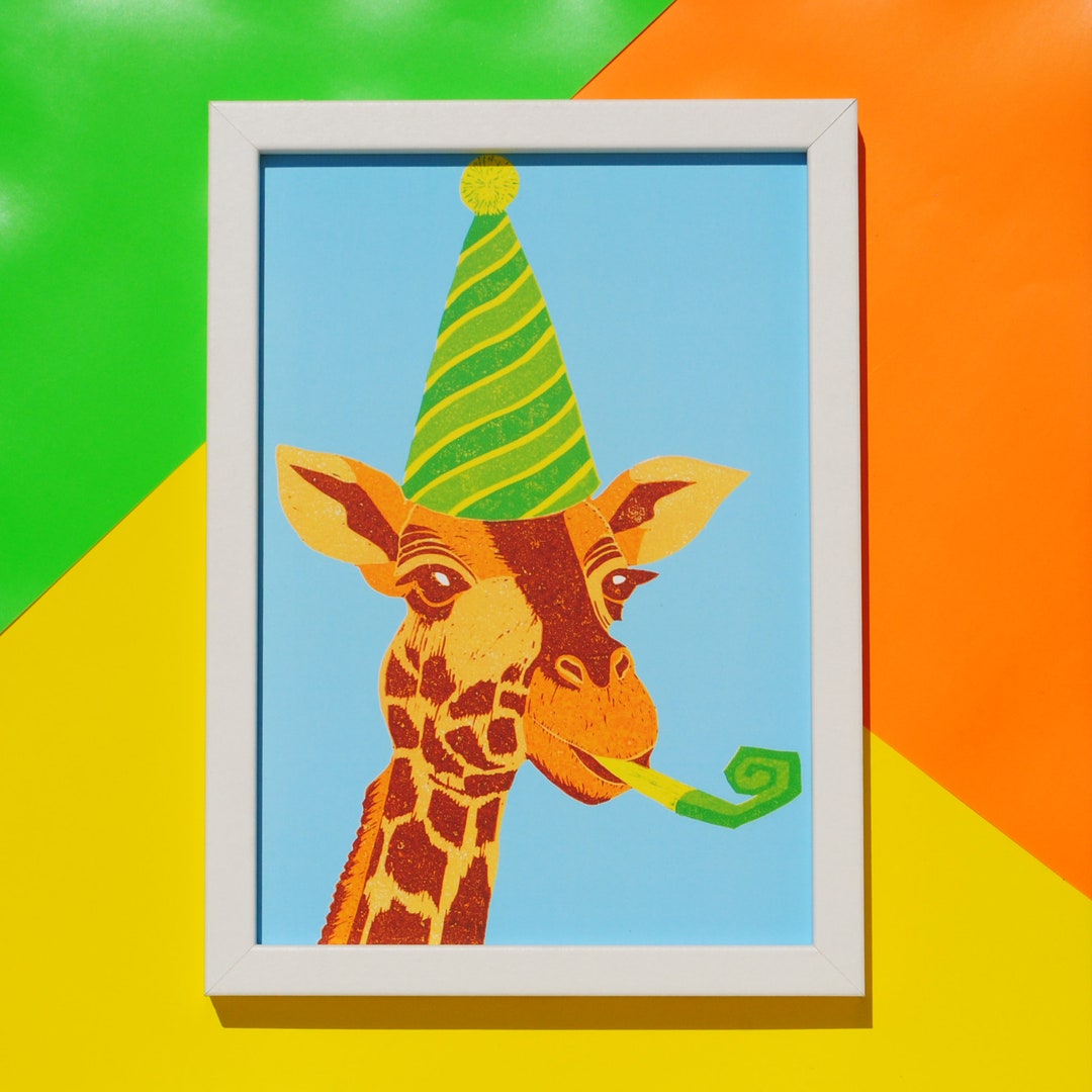 Party Giraffe A4 Impression dart mural dart mural sur le Etsy France