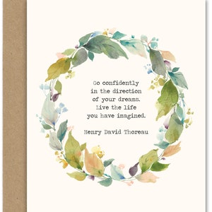 Henry David Thoreau (sl-21) Cytat KARTKA Z ŻYCZENIAMI, Czerwcowa akwarela, Czerwcowa sztuka akwarelowa, Kartki z życzeniami autorstwa Czerwcowej akwareli