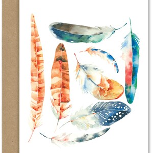 CARTÃO DE FELICITAÇÕES com 8 penas (evry-6), aquarela de junho, arte em aquarela de junho, cartões comemorativos até aquarela de junho