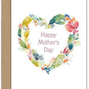 Carte de voeux coeur de cactus pour la fête des mères (maman-2), aquarelle de juin, aquarelle de juin, cartes de voeux par aquarelle de juin, carte de fête des mères