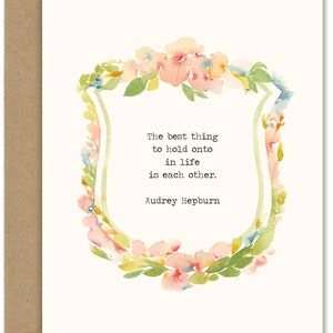 Audrey Hepburn (I) (sl-3) Citazione BIGLIETTO D'AUGURI, Acquerello di giugno, Arte dell'acquerello di giugno, Biglietti d'auguri di June Acquerello
