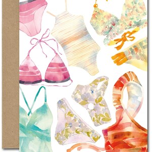 Summer Swim (evry-17) GREETING CARD, June Watercolor, June Watercolor Art, Greeting Cards by June Watercolor
