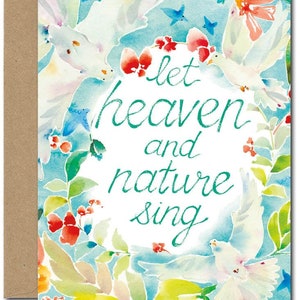 Heaven & Nature (xmas-3) TARJETA DE FELICITACIÓN, Tarjeta de Navidad, Acuarela de junio, Arte de acuarela de junio, Tarjetas de felicitación de acuarela de junio