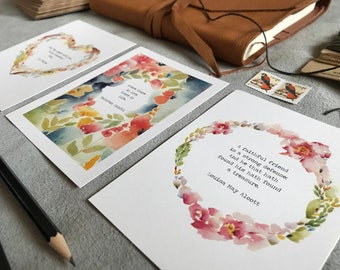 Your choice! Set of 6 GREETING CARDS, June Watercolor, June Watercolor Art, Greeting Cards by June Watercolor