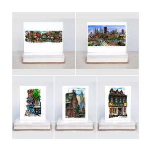 Jeu de 5 cartes de voeux Toronto | Coffret de cartes de voeux sur le thème de Toronto | Mélangez et assortissez les cartes de correspondance imprimées en ville