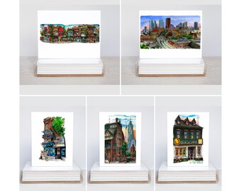 Set of 5 Toronto Greeting Cards | Box Set of Toronto-Themed Greetings Cards | Mix and Match  City Print Note Cards