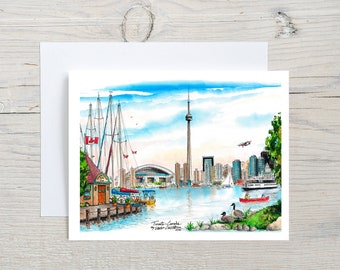 Toronto Skyline Island Greeting Card | Toronto Art Card | Toronto Souvenir | Toronto Skyline Card
