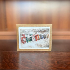 Coffret de cartes de saison hivernales, coffret de cartes d'hiver, cartes de voeux de boîtes de journaux vintage, paquet de cartes de Noël