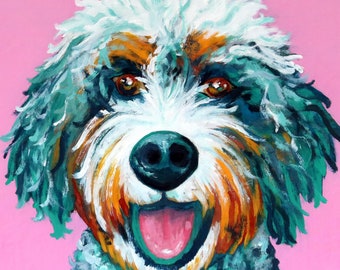 CUSTOM PET PORTRAIT - Hand Painted Acrylic - Handmade Colorful Home Decor Wall Shelf Tabletop Unique Paint Pop Art Dog Cat Memorial Gift