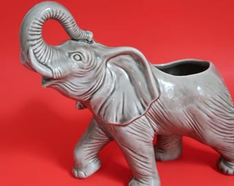ELEPHANT Planter - Vintage Ceramic Figurine Small Plant Holder No Drainage Hole - Pink MCM Home Gardening Plant Succulent Home Decor Accent