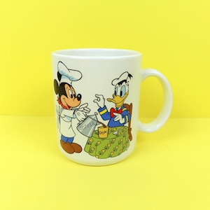 MICKEY & DONALD DUCK Coffee Mug - Vintage Disney Ceramic - Walt Disneyland World Mouse - Tea Cup Kitchen Dining Drinkware Home Decor Gift