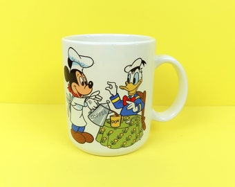 MICKEY & DONALD DUCK Coffee Mug - Vintage Disney Ceramic - Walt Disneyland World Mouse - Tea Cup Kitchen Dining Drinkware Home Decor Gift