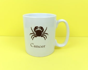 CANCER Mug - Vintage Large Big Ceramic Horoscope Astrology Crab Star Sign Gift June July Birthday Kitchen Coffee Tea Dining Drink Decor Art