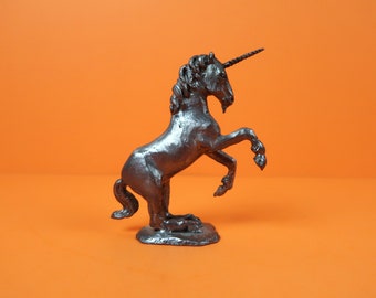 UNICORN Figurine - Vintage Pewter Handcrafted Figure - Fantasy Mythology Pegasus Horse Spirit Magic Dreams - Small Shelf Tabletop Home Decor