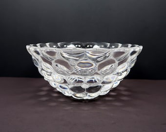 BUBBLE Bowl - Vintage Orrefors Clear Glass Round Chunky Fine Crystal Mid Century Modern Bubbles Texture Pattern Fruit Serving Kitchen Dining