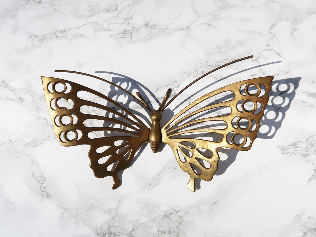 3D BRASS BUTTERFLY Wall Decor Vintage Gold Metal Insect Etsy