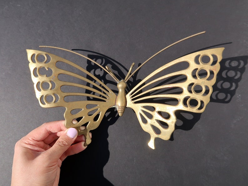 3D BRASS BUTTERFLY Wall Decor Vintage Gold Metal Insect Etsy