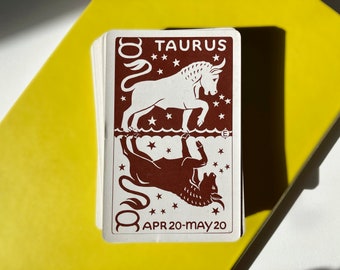 TAURUS Playing Cards - Vintage Bridgepoint Card Co - Zodiac Horoscope Astrology Star Sign Art Birthday Retro Game Deck Gift Idea - 1980s 80s