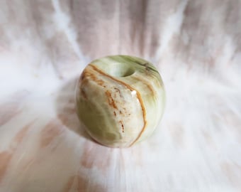 ONYX Candle Holder - Vintage Tea Light Taper Candleholder Candlestick Alabaster Marble Mid Century Modern Retro Tabletop Accent Home Decor