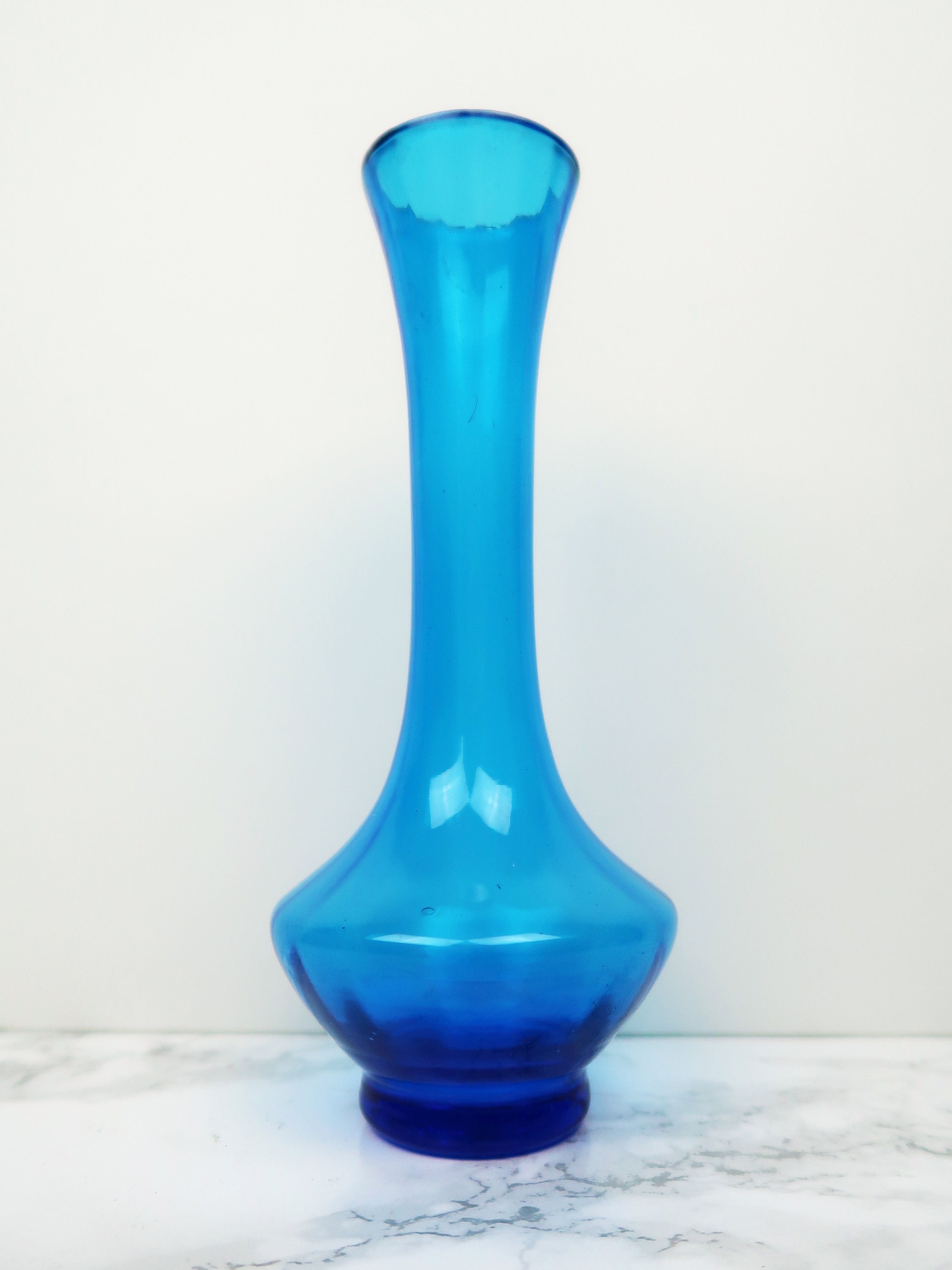 Camila Blue Vintage Glass Bottle Glassware Flower Vase 