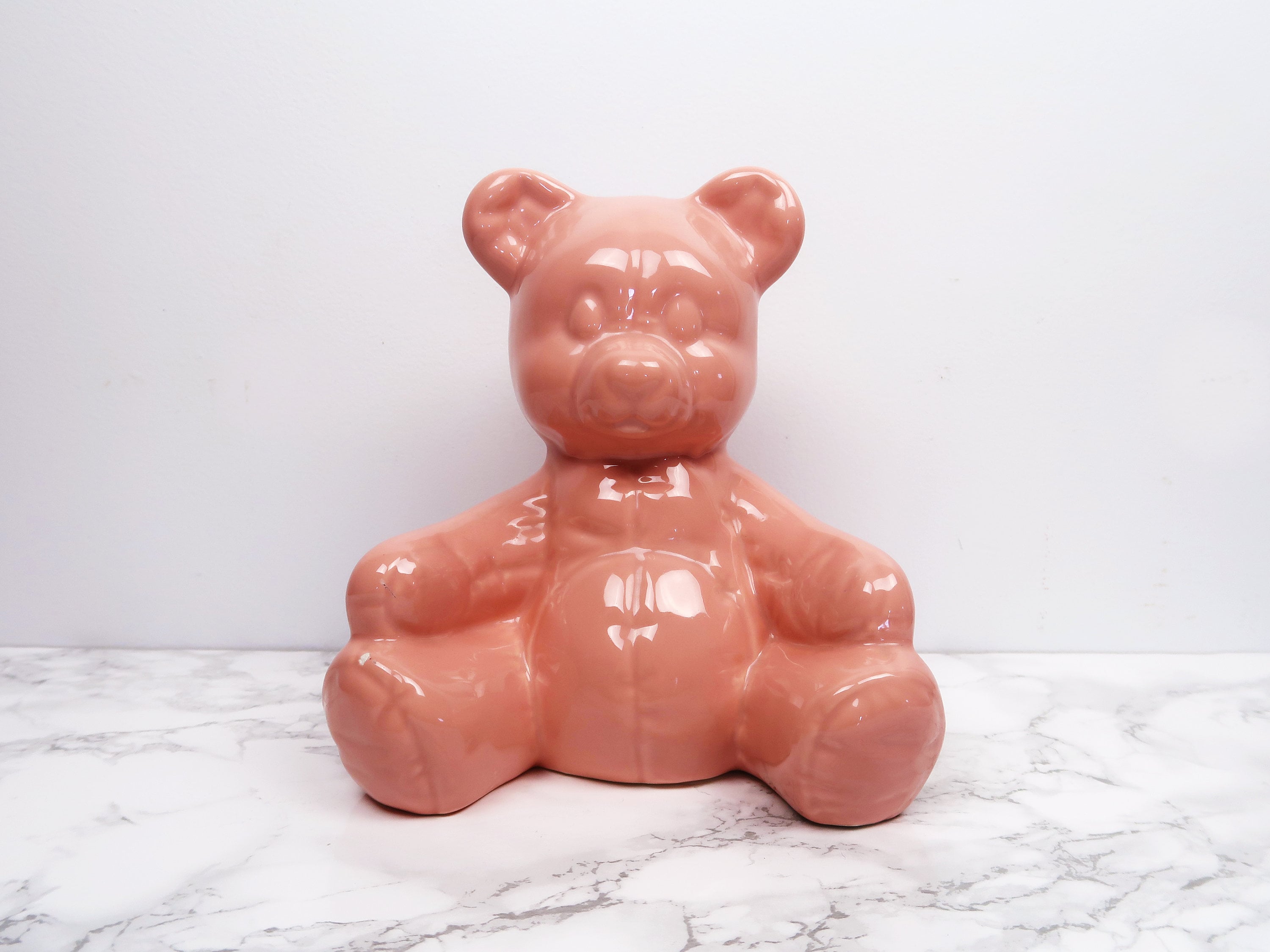 PINK TEDDY BEAR Vintage Ceramic Figurine Mod Pastel Blush - Etsy 日本