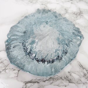 DUSTY BLUE Catchall Vintage Ash Tray Glass Pastel Icy Blue Ring Jewelry Trinket Dish Bowl Mid Century Modern Ice Fungi Tabletop Home Decor image 4