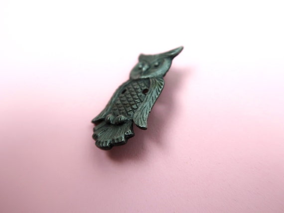 OWL Pin - Vintage Metal Cloisonne Lapel Brooch - … - image 5