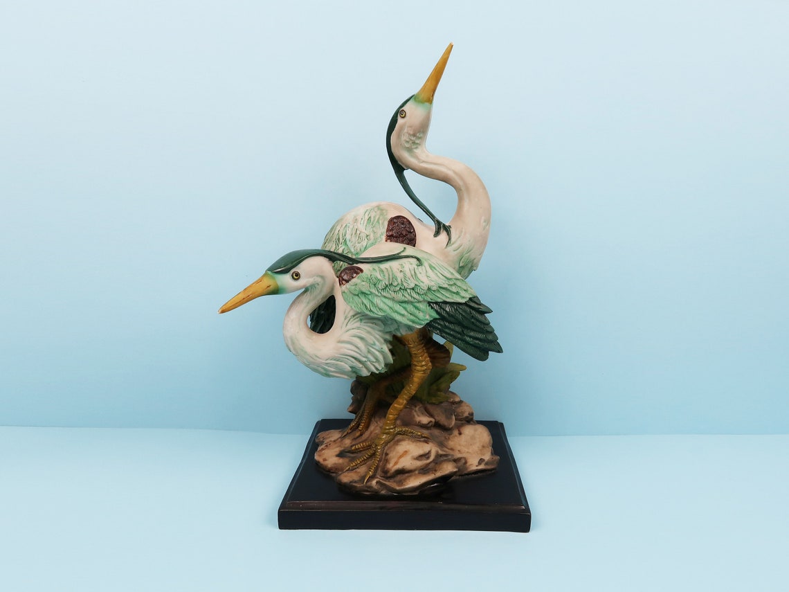 BLUE HERON Figurine Vintage LARGE Ceramic Sculpture Bird Etsy
