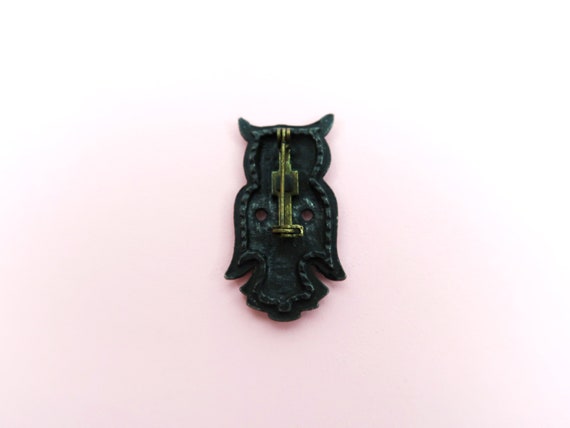 OWL Pin - Vintage Metal Cloisonne Lapel Brooch - … - image 3