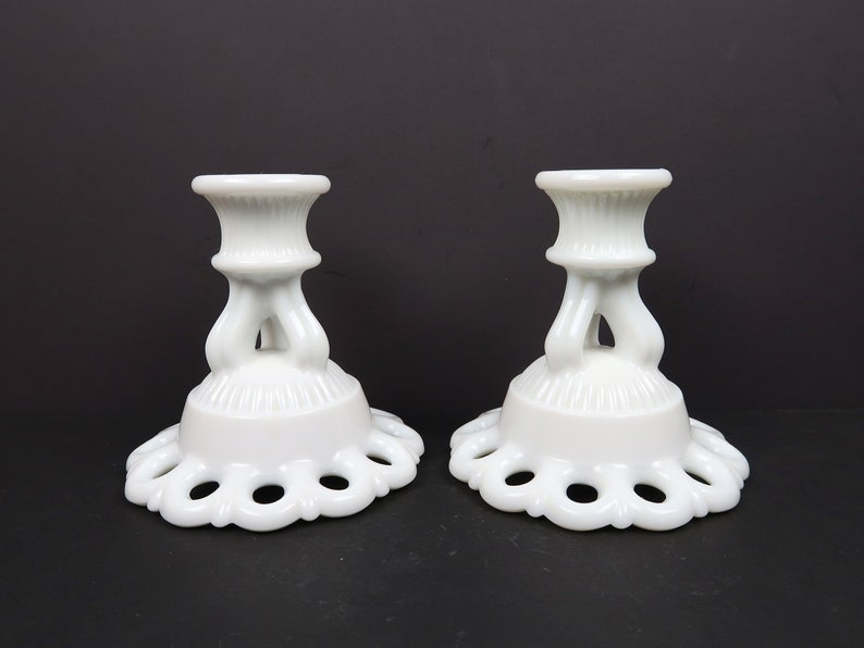 MILK GLASS Candle Holders Westmoreland Candlestick Etsy