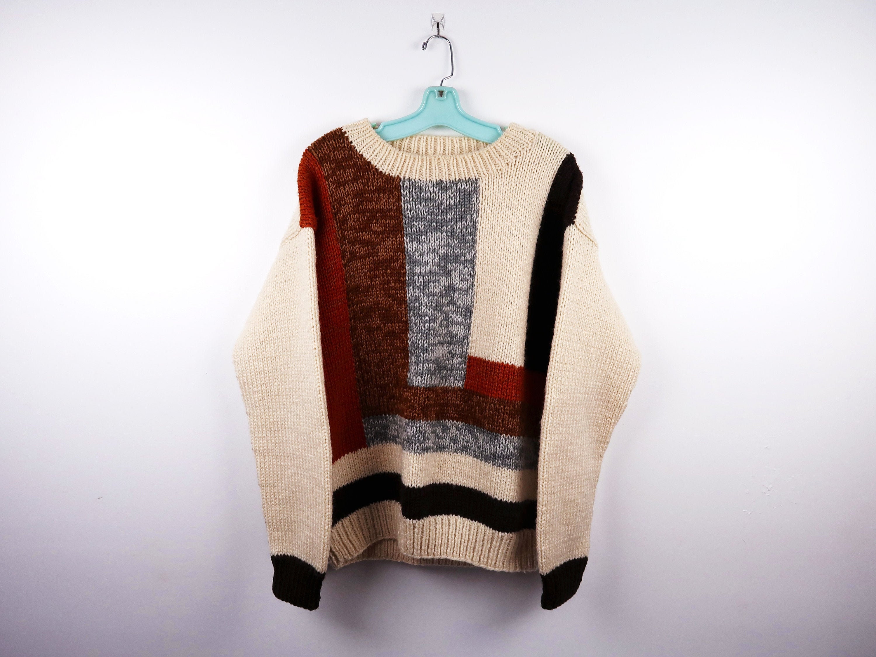 MOD NEUTRAL Colorblock Sweater Vintage THANE Ivory Orange | Etsy