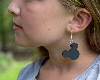Pendientes de Mickey Mouse/Pendientes de madera/Pendientes cortados con láser/ Pendientes de declaración